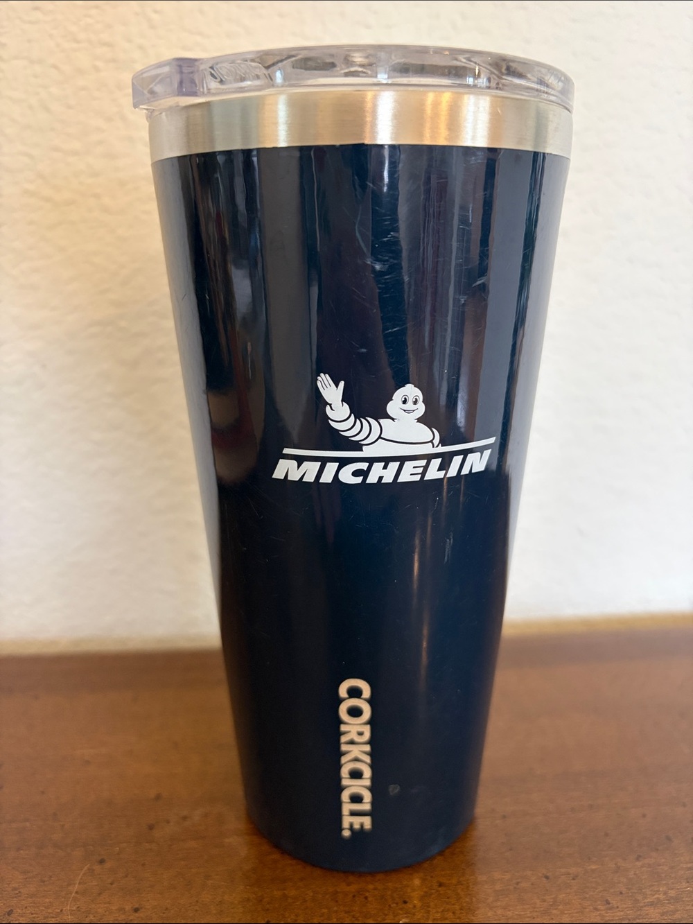 Corkcicle 16oz Navy Travel Tumbler with Clear Lid Michelin Branded